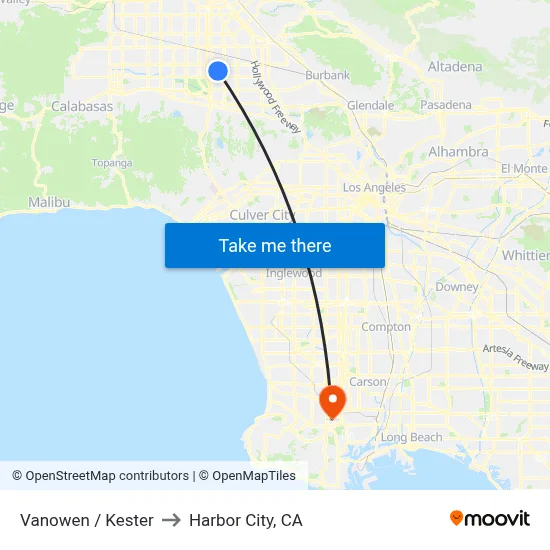 Vanowen / Kester to Harbor City, CA map