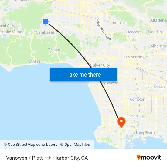 Vanowen / Platt to Harbor City, CA map