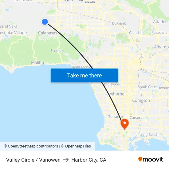 Valley Circle / Vanowen to Harbor City, CA map
