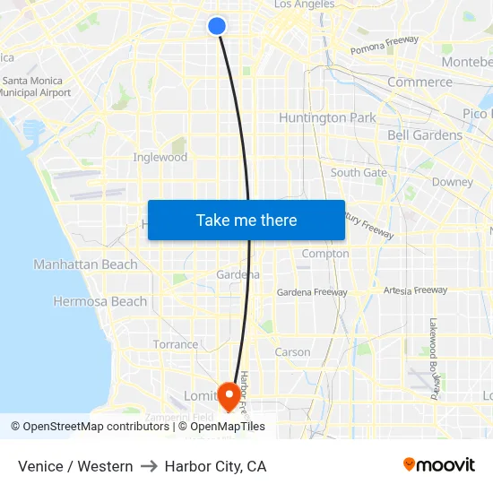 Venice / Western to Harbor City, CA map