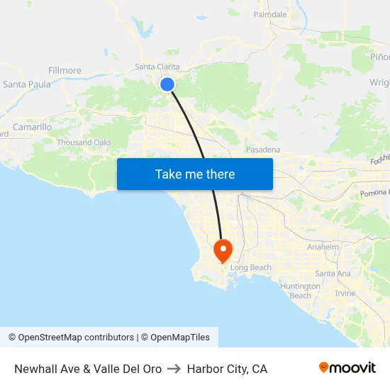 Newhall Ave & Valle Del Oro to Harbor City, CA map