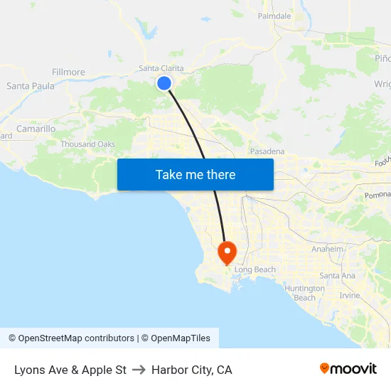 Lyons Ave & Apple St to Harbor City, CA map