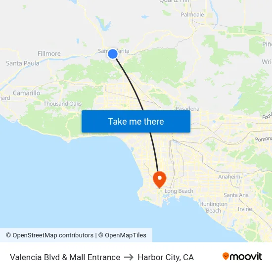 Valencia Blvd & Mall Entrance to Harbor City, CA map