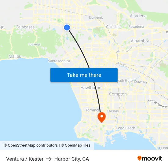 Ventura / Kester to Harbor City, CA map