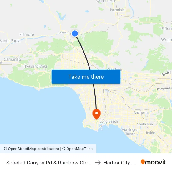 Soledad Canyon Rd & Rainbow Gln Dr to Harbor City, CA map