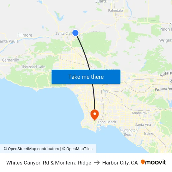 Whites Canyon Rd & Monterra Ridge to Harbor City, CA map