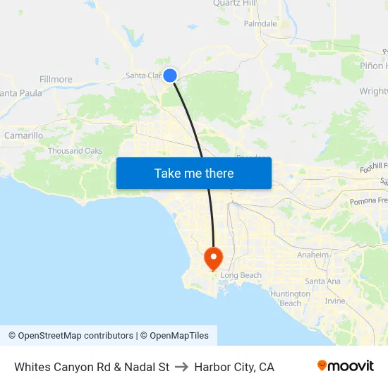 Whites Canyon Rd & Nadal St to Harbor City, CA map