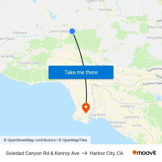 Soledad Canyon Rd & Kenroy Ave to Harbor City, CA map