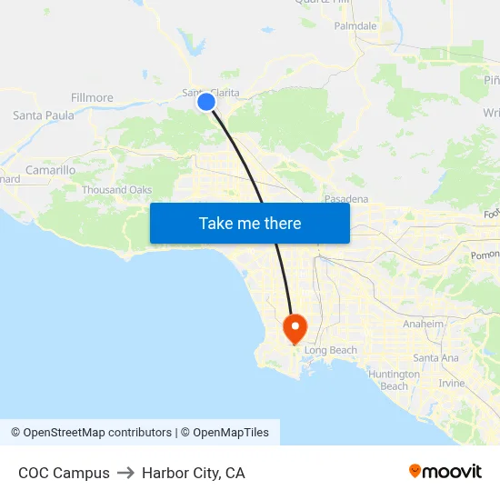 COC Campus to Harbor City, CA map