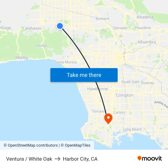 Ventura / White Oak to Harbor City, CA map