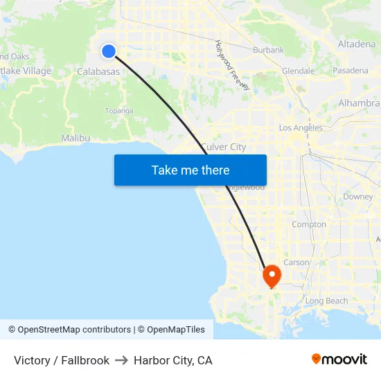 Victory / Fallbrook to Harbor City, CA map