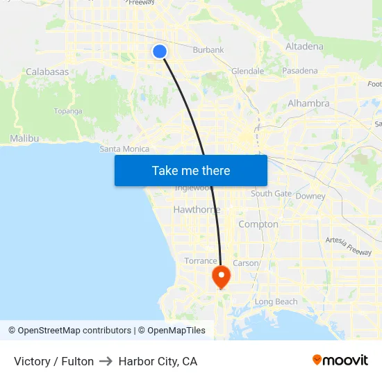 Victory / Fulton to Harbor City, CA map
