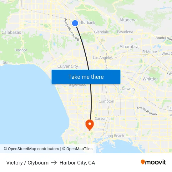 Victory / Clybourn to Harbor City, CA map