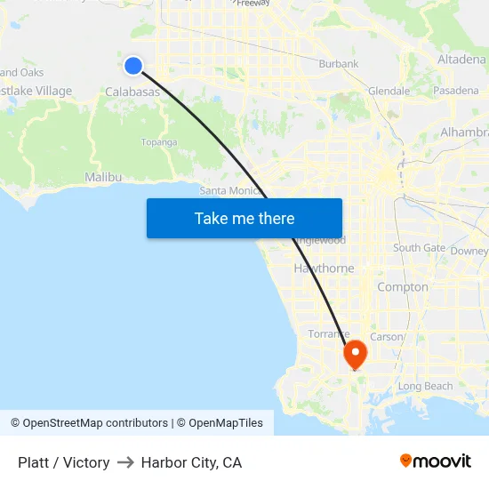 Platt / Victory to Harbor City, CA map