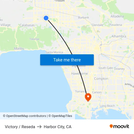 Victory / Reseda to Harbor City, CA map