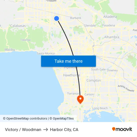 Victory / Woodman to Harbor City, CA map