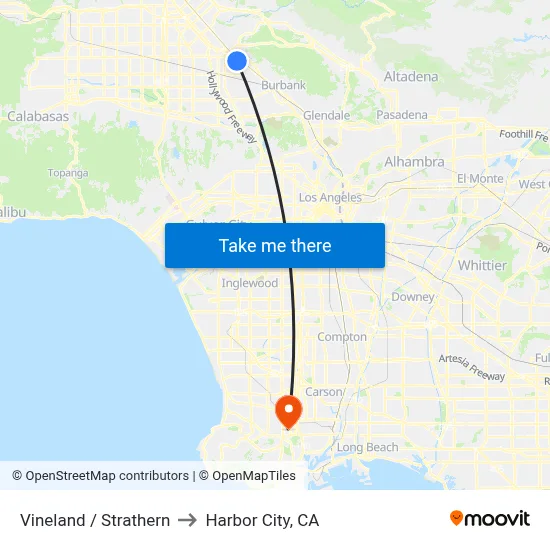 Vineland / Strathern to Harbor City, CA map