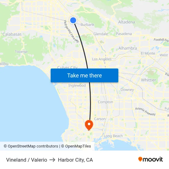 Vineland / Valerio to Harbor City, CA map