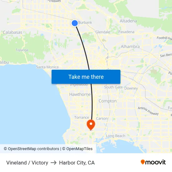 Vineland / Victory to Harbor City, CA map