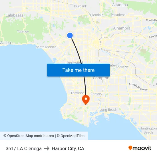 3rd / LA Cienega to Harbor City, CA map