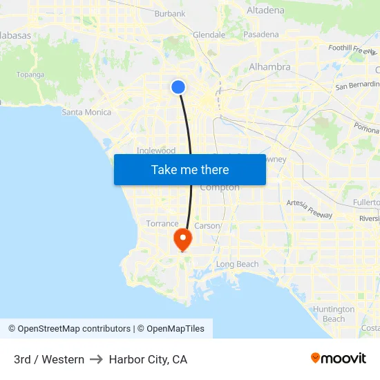 3rd / Western to Harbor City, CA map