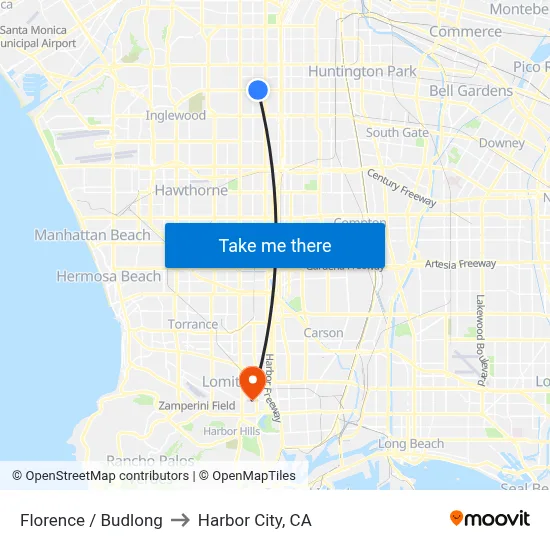 Florence / Budlong to Harbor City, CA map