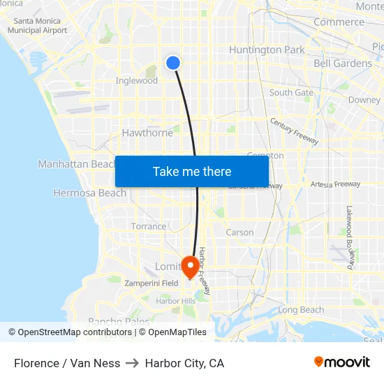 Florence / Van Ness to Harbor City, CA map