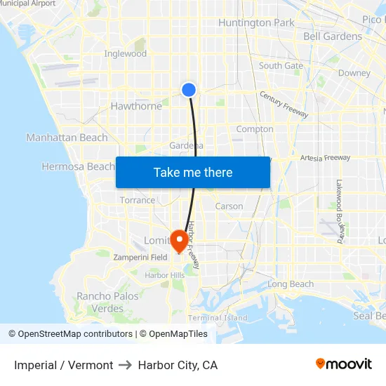 Imperial / Vermont to Harbor City, CA map
