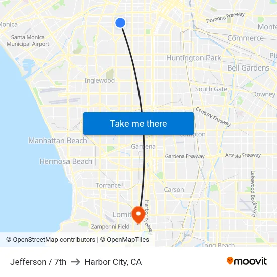 Jefferson / 7th to Harbor City, CA map