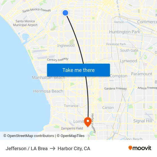 Jefferson / LA Brea to Harbor City, CA map