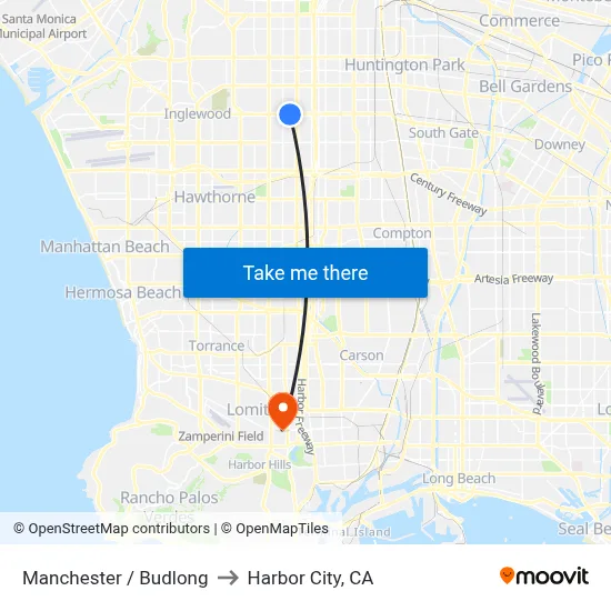 Manchester / Budlong to Harbor City, CA map