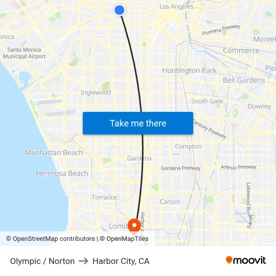 Olympic / Norton to Harbor City, CA map