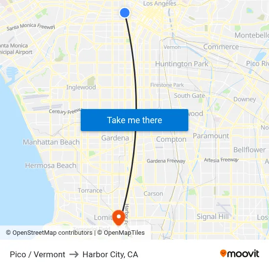Pico / Vermont to Harbor City, CA map