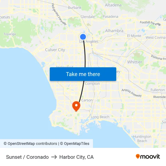 Sunset / Coronado to Harbor City, CA map