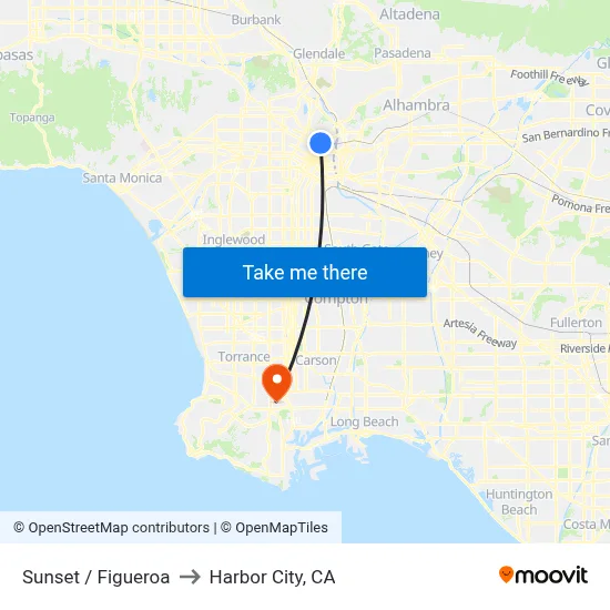 Sunset / Figueroa to Harbor City, CA map
