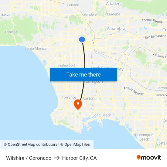Wilshire / Coronado to Harbor City, CA map