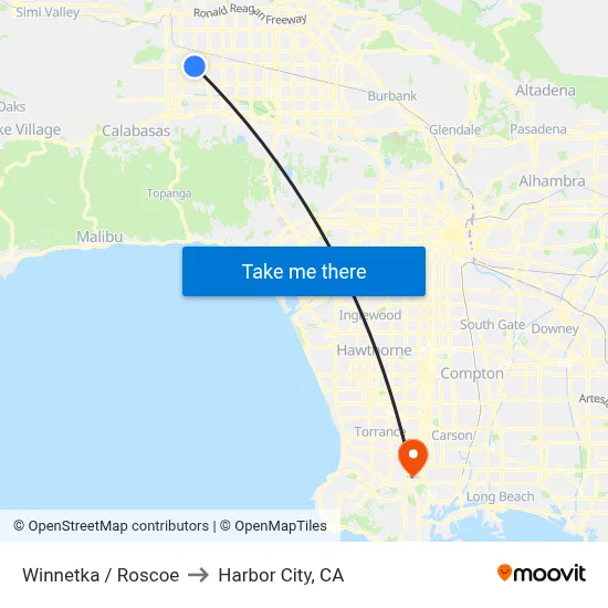 Winnetka / Roscoe to Harbor City, CA map