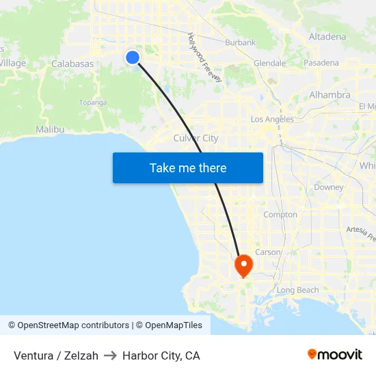 Ventura / Zelzah to Harbor City, CA map