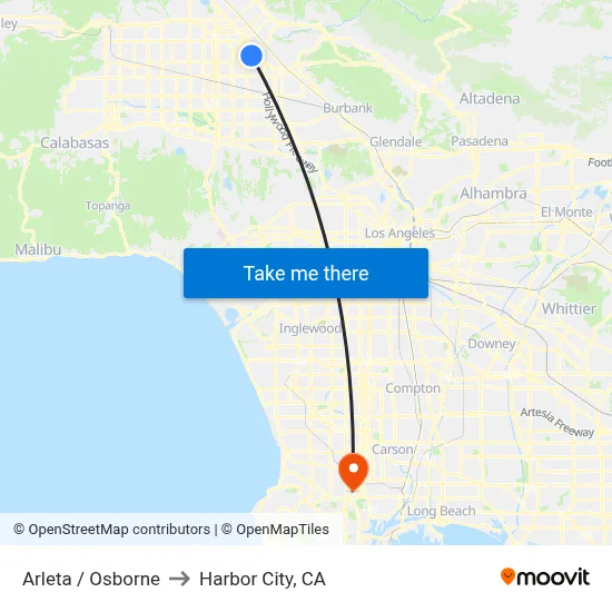 Arleta / Osborne to Harbor City, CA map