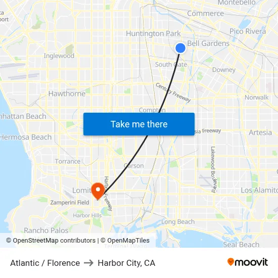 Atlantic / Florence to Harbor City, CA map