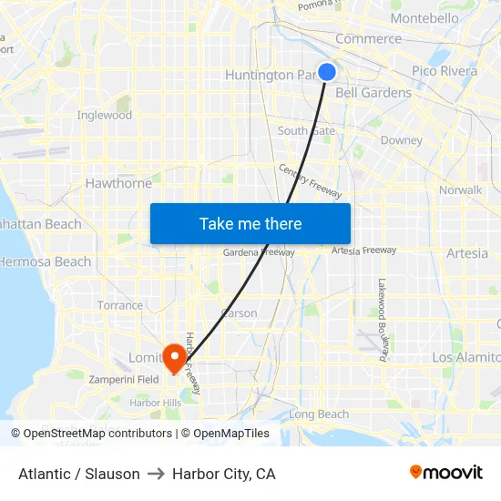 Atlantic / Slauson to Harbor City, CA map