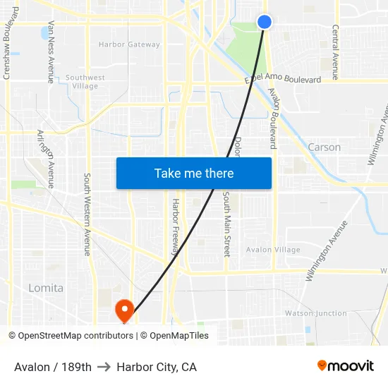 Avalon / 189th to Harbor City, CA map