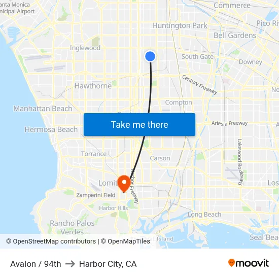 Avalon / 94th to Harbor City, CA map