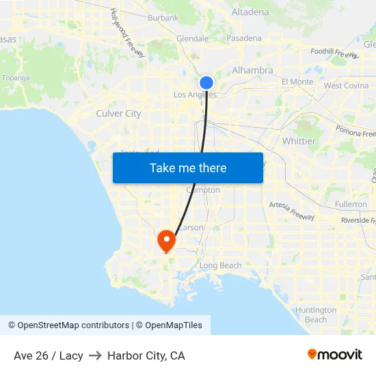 Ave 26 / Lacy to Harbor City, CA map