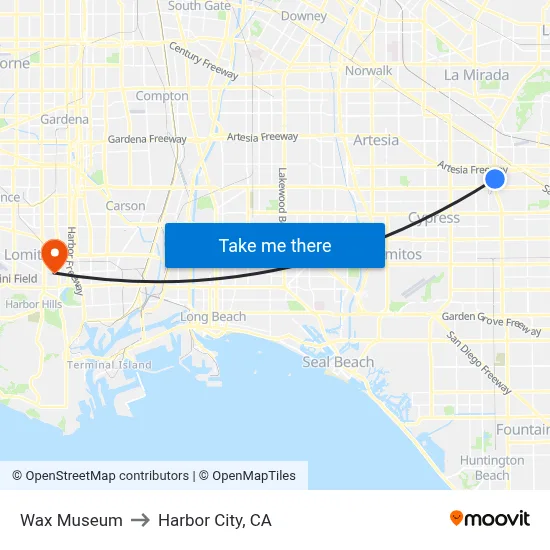 Wax Museum to Harbor City, CA map