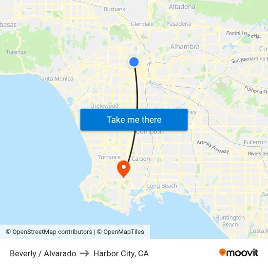 Beverly / Alvarado to Harbor City, CA map