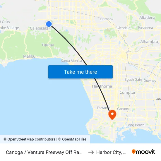 Canoga / Ventura Freeway Off Ramp to Harbor City, CA map