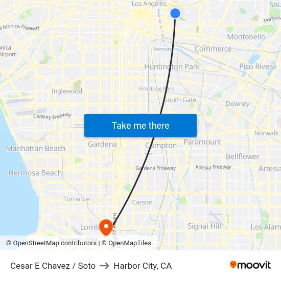 Cesar E Chavez / Soto to Harbor City, CA map