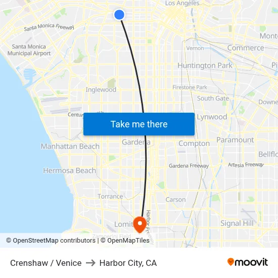 Crenshaw / Venice to Harbor City, CA map