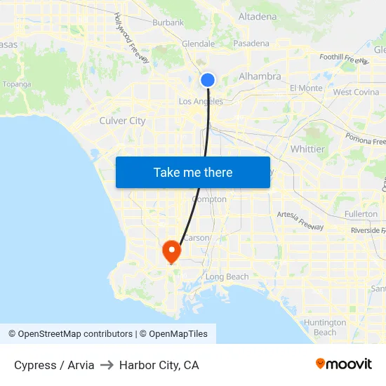 Cypress / Arvia to Harbor City, CA map